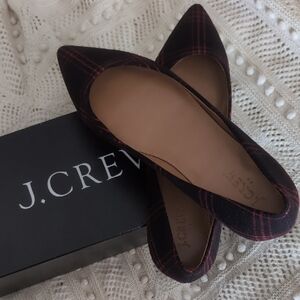 New! Amelia J. Crew Women's Plaid Flats in Black and Red